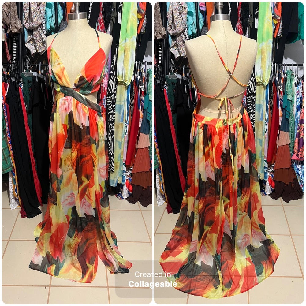 New Windsor tropical print maxi dress Large